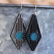 Load image into Gallery viewer, Diamond Zia Earrings in Black & Turquoise