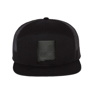 State Zia Black Patch 7 Panel Flatbill