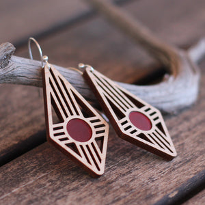 Diamond Zia Earrings in Maple & Red