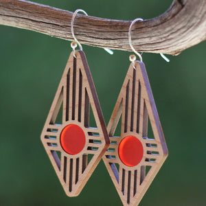 Diamond Zia Earrings in Maple & Red